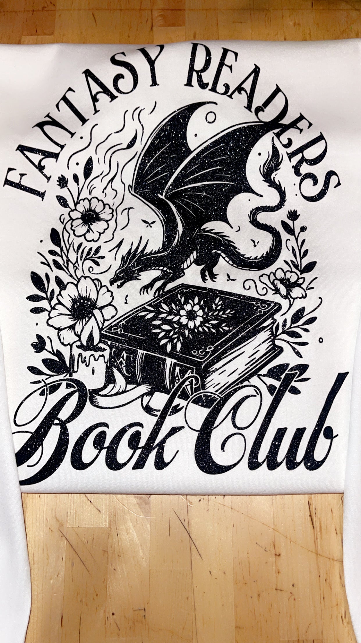 ✨🐉 Bookish & Magical – Fantasy Readers Book Club Sparkly Sweatshirt 🤍🖤