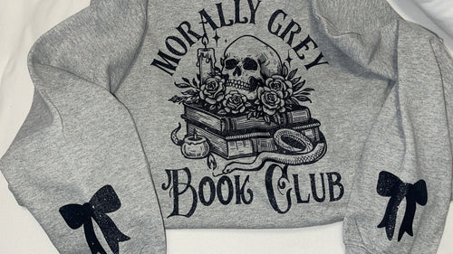 ✨ Morally Grey Book Lover Sweatshirt – Sparkly w/ Bows ✨🖤