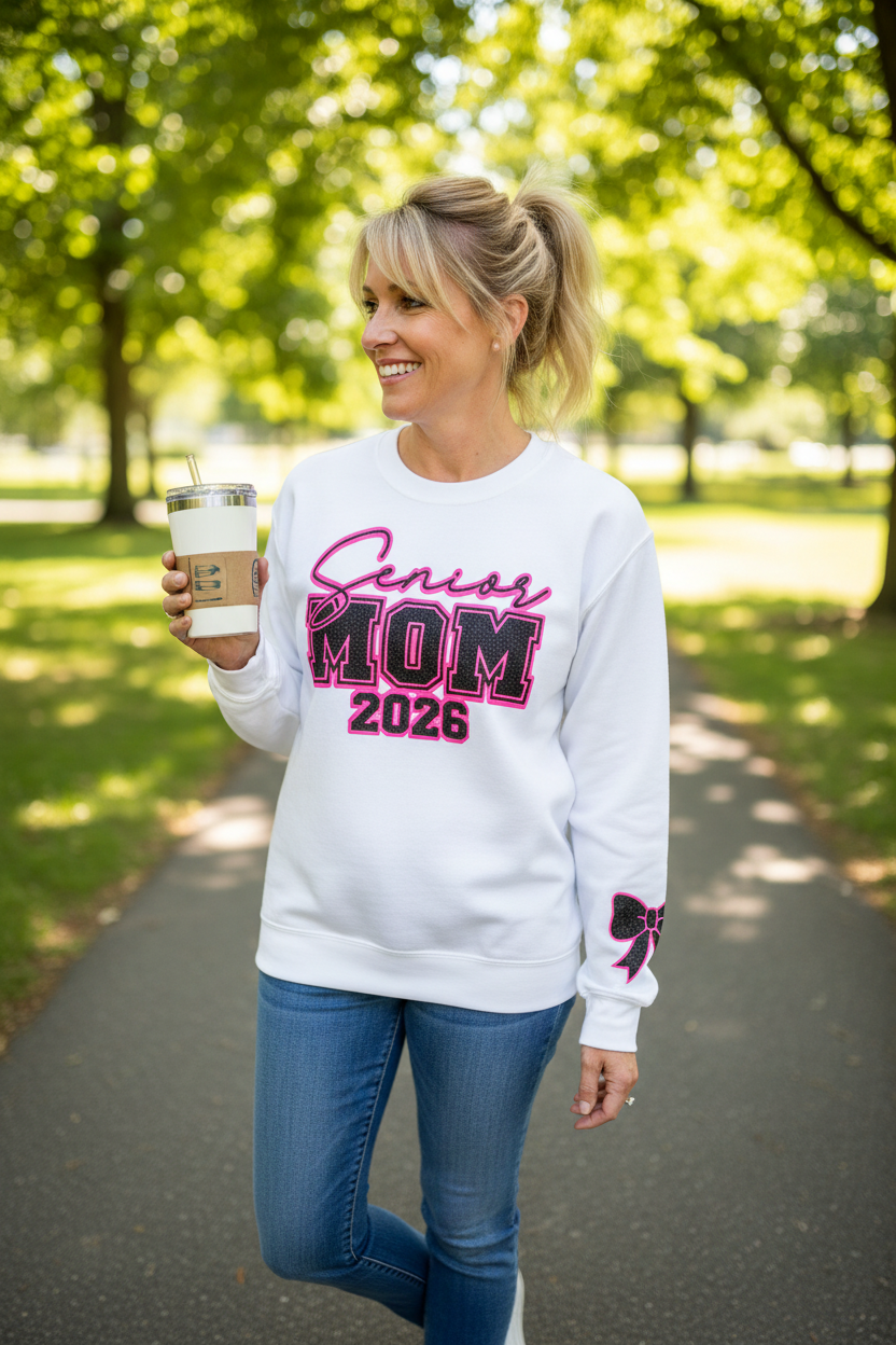 ✨ SENIOR MOM 2026 Sparkly Custom Sweatshirt ✨